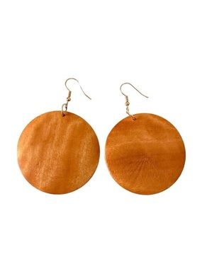 ⭐️ 5 for $25 Natural Wood Painted Lightweight Earrings Gold Tone Hoops